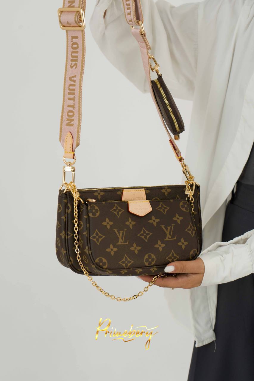 Сумка Multi Pochette LV со множеством отделений и карманов — гибридная сумка кросс-боди, объединяющая в себе клатча различного размера и круглый кошелёк для монет.