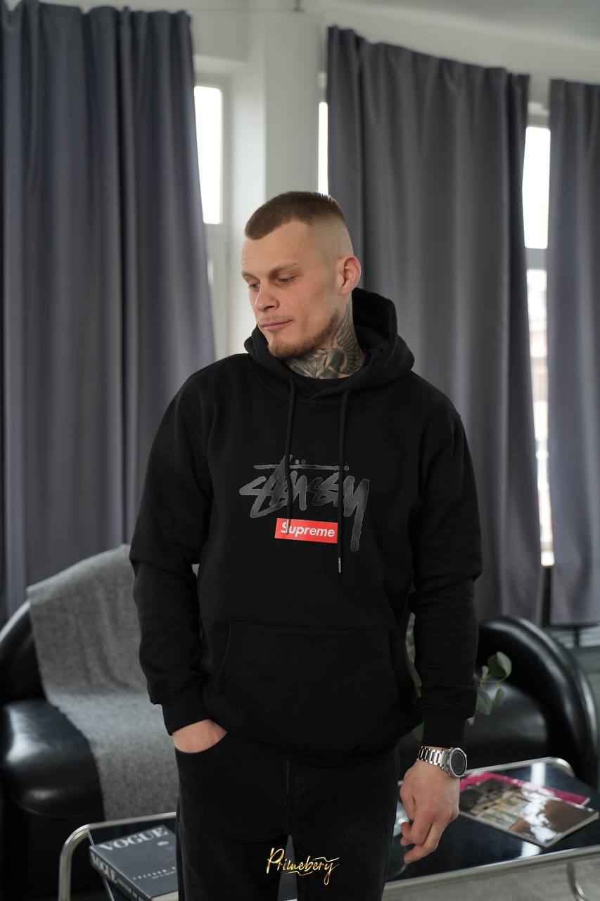 Худи на флисе от SUPREME & STUSSY — идеально для тех, кто ша